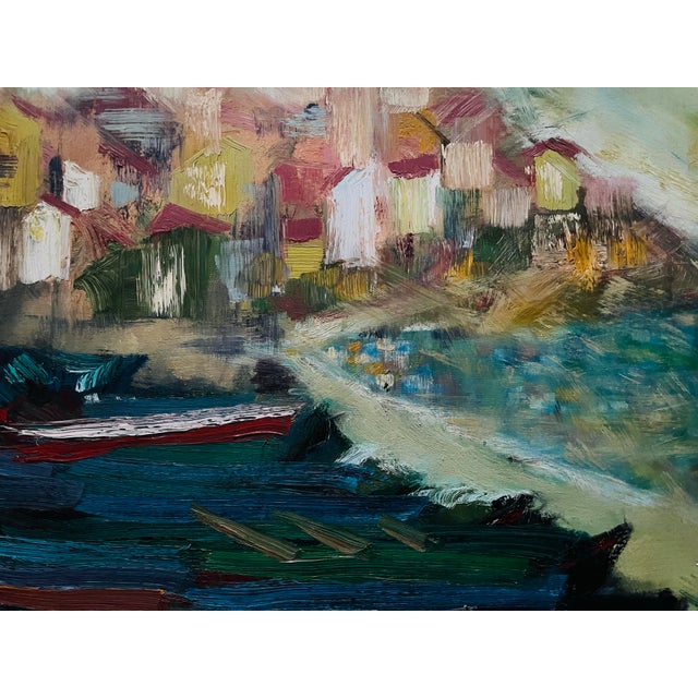 Paint Mid Century Abstract Seascape Painting Vintage Mod For Sale - Image 7 of 8