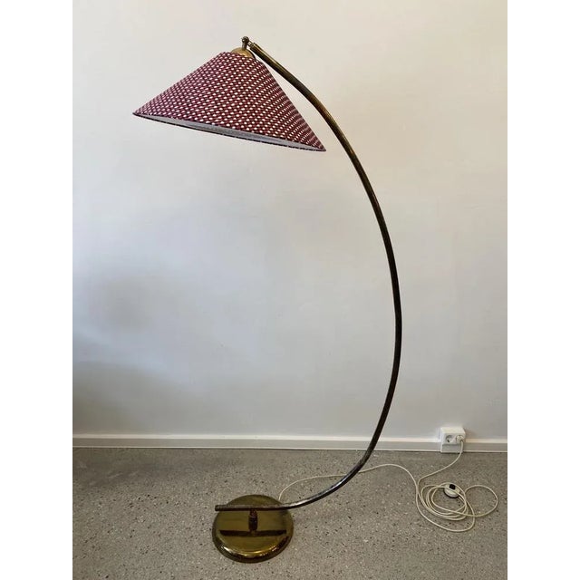 Large Mid-Century Arch Floor Lamp with Fabric Shade, Germany, 1950s For Sale - Image 11 of 11