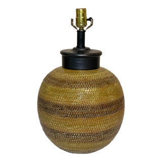 Mid Century Italy Bitossi Textured Pottery Lamp Color Bands For Sale