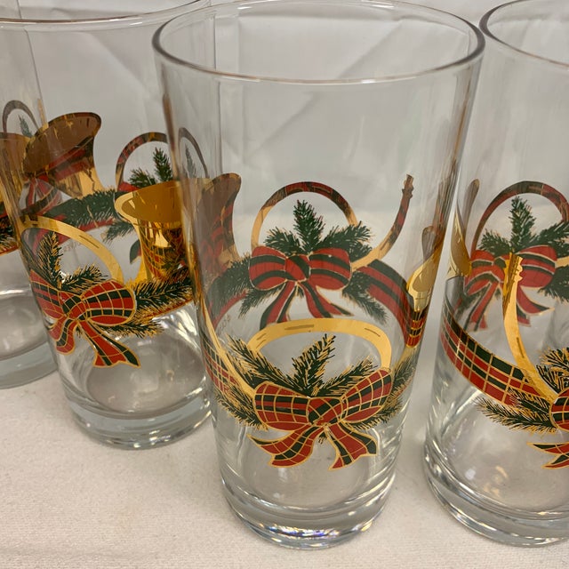 Culver Ltd. Vintage Culver "Yule Horn" Christmas Highball Glasses Set of 6 For Sale - Image 4 of 6