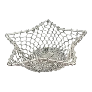 Vintage Contemporary Aluminum Star Shaped Woven Wire Basket