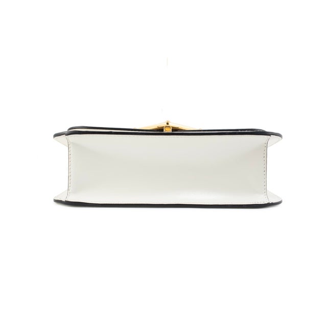 Prada Prada White Soft Calfskin Triangle Logo Gold Hardware Flap Shoulder Bag For Sale - Image 4 of 8