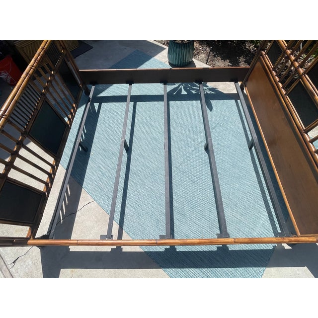 Brown Baker Furniture Rattan King Size Bed, Coastal British Colonial Style For Sale - Image 8 of 14