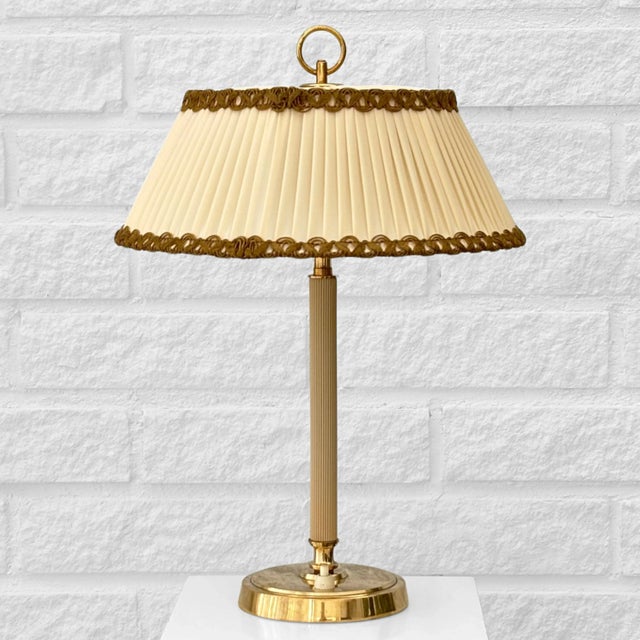 Brass and Textile Table Lamp by Bertil Brisborg for Nordiska Kompaniet, Sweden, 1940s For Sale - Image 16 of 16