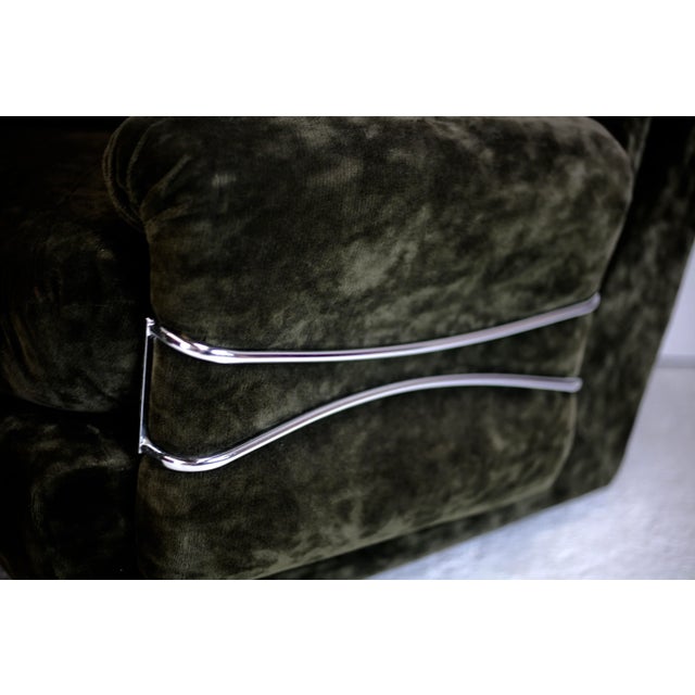 Metal Set of Space Age Armchairs in Brown Velvet and Steel, France, 1970s For Sale - Image 7 of 18