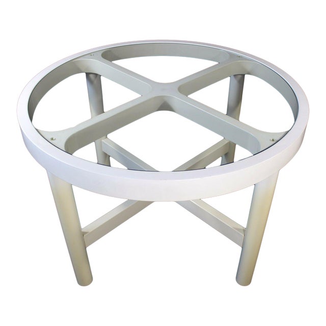 Mid Century Modern Round White Plastic Glass Dining Table ...