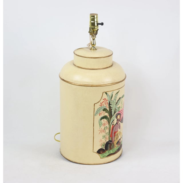 1970s Mid-Century Modern Tole English Exporft Tea Caddy Lamp For Sale - Image 4 of 7