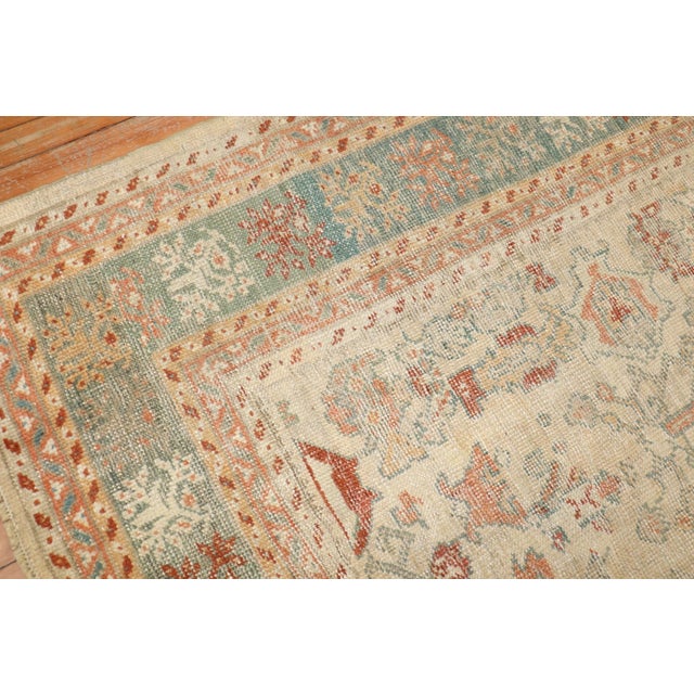 Green Ivory Antique Turkish Ghiordes Rug For Sale - Image 8 of 10