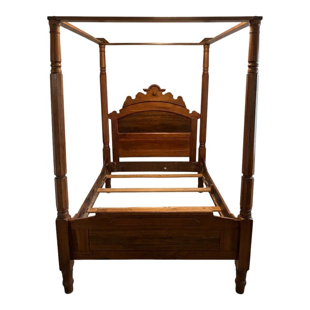 19th Century Texas Biedermeier High-Tester Bed | Galveston Origin | Solid Walnut | 170-Year Provenance | Antique Double/Full For Sale
