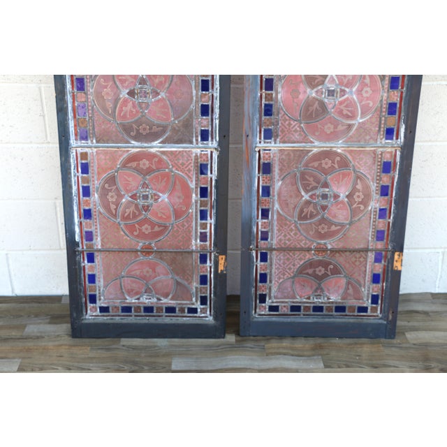 Antique Victorian Gothic Hand-Painted Stained Glass Windows in Wood ...