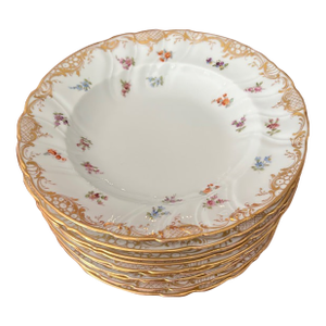 Late 19th Century Set of 10 Late Victorian Hand Painted Porcelain Richard Klemm Dresden Germany Soup Bowls