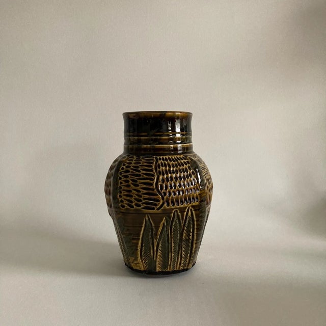 Artist Signed Handmade Art Studio Pottery Vase - Incised Textured Design, Fine Art Ceramics, Handmade Pottery For Sale - Image 15 of 17