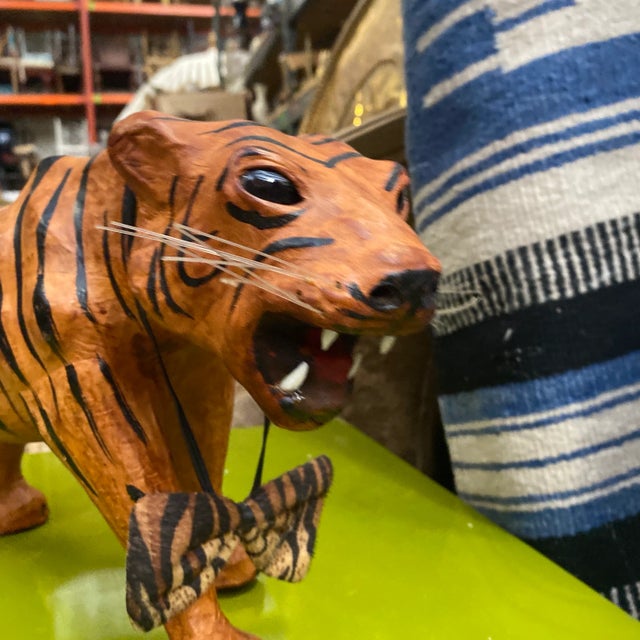 Safari 1970s Small Tiger Sculpture With Bow For Sale - Image 3 of 9