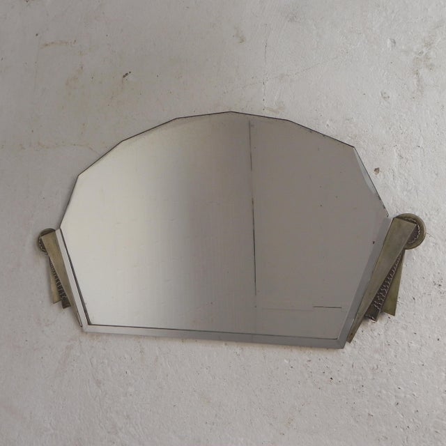 Art Deco Mirror with Faceted Glass and Chrome-Brass Frame, 1930s For Sale - Image 11 of 11