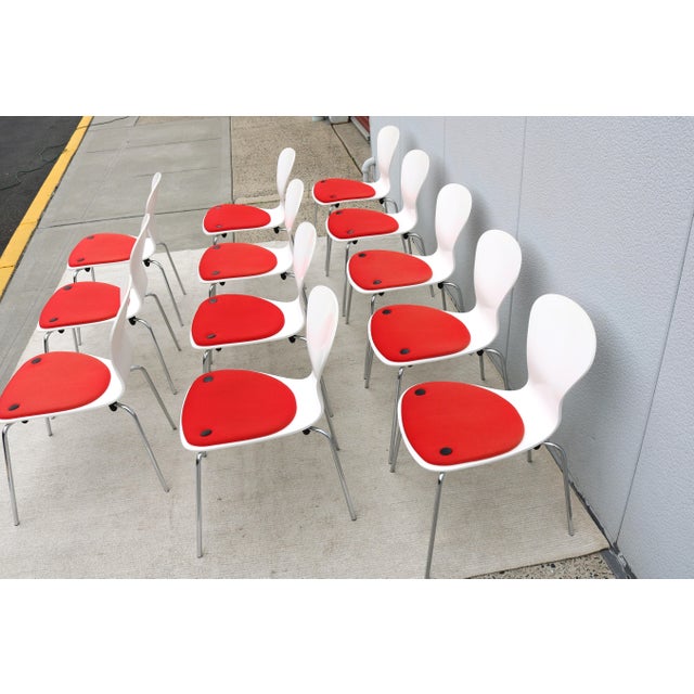 White Modern Ross Lovegrove for Knoll Sprite Armless Stacking Dining Chairs, Set of 12 For Sale - Image 8 of 18