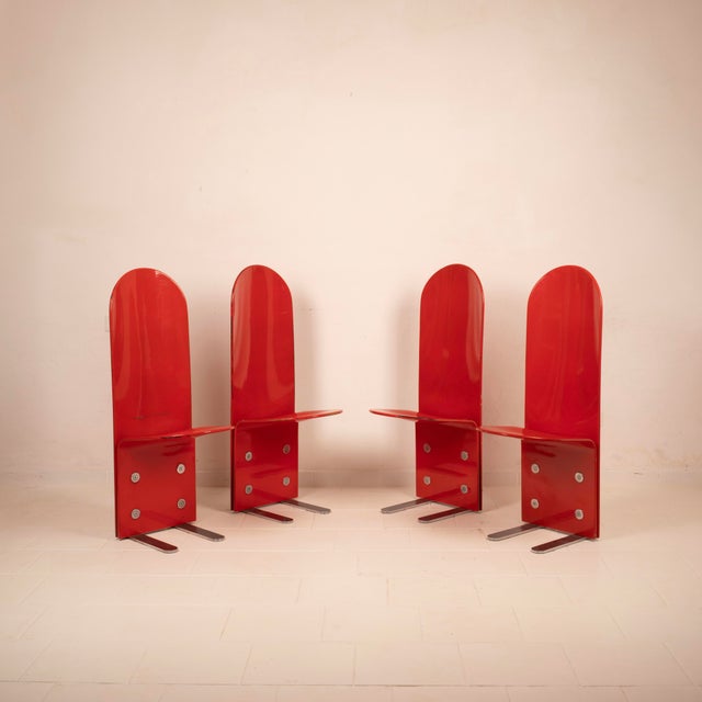 Contemporary Pellicano Chairs by Luigi Saccardo for Arrmet, 1975, Set of 4 For Sale - Image 3 of 18
