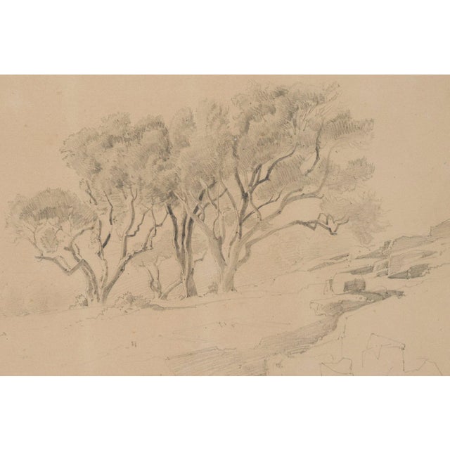 Rocky Landscape with Trees, 19th-century, Pencil For Sale - Image 5 of 6