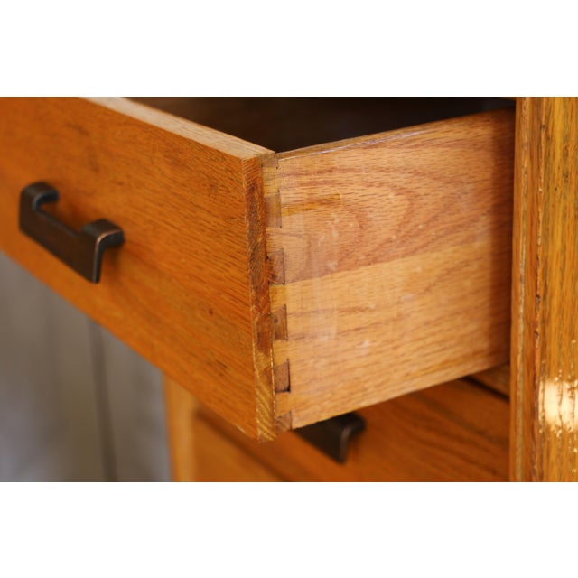 Vintage Pair of 1940s Solid Oak Nightstands For Sale - Image 9 of 18