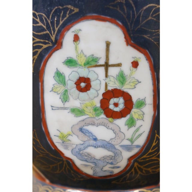 Pair Chinese Imari Style Handled Cachepots Planters Jardinieres Urns 7" For Sale - Image 11 of 14