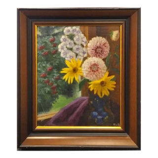 Still Life with Flowers, Oil on Board For Sale