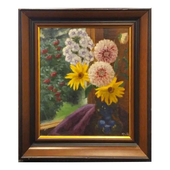 Still Life with Flowers, Oil on Board For Sale