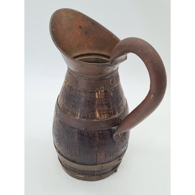 Antique Wooden Barrel-Shaped Jug with Brass Hoops 19th/20th Century, 1890s For Sale - Image 5 of 10