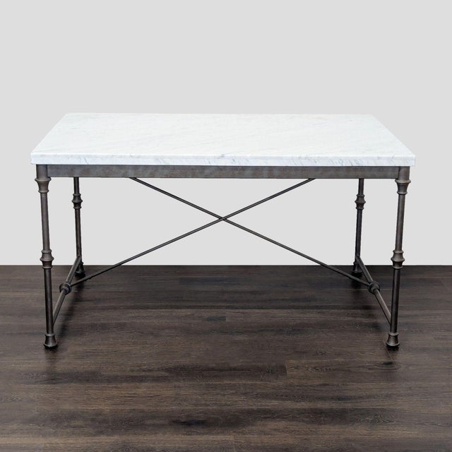 Crate & Barrel Crate and Barrel Marble Top Dining Set With 4 Chairs For Sale - Image 4 of 8
