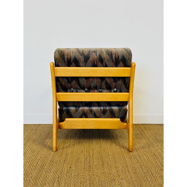 1970s Vintage Chair in Beech and Geometric Fabric, 1970 For Sale - Image 5 of 18