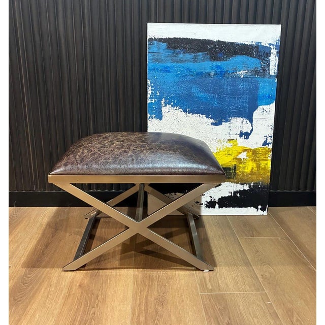 Leather Ottoman by Ethan Allen For Sale In New York - Image 6 of 9
