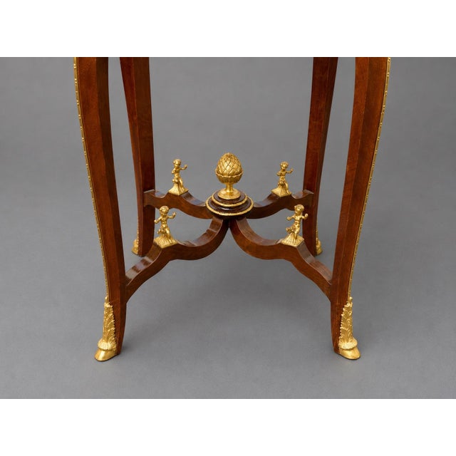 1960s French Louis XVI Mahogany Marble Side Table-1 Pc For Sale - Image 9 of 11