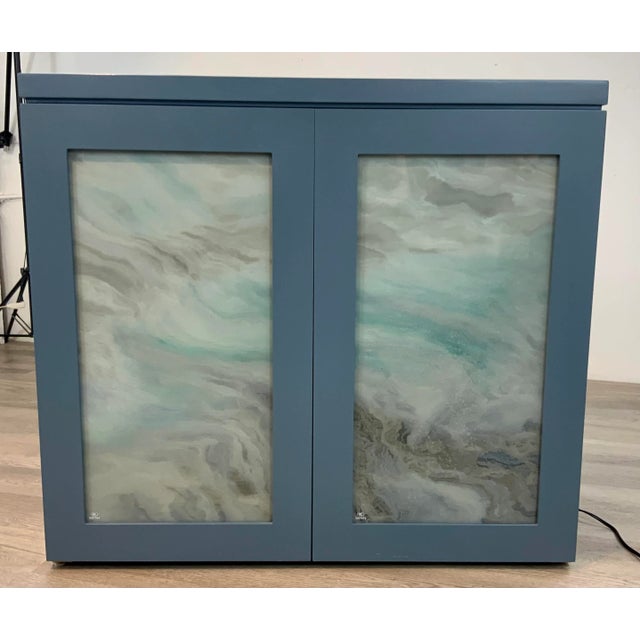 Abstract Modern Reverse Painted Light Up Cabinet For Sale In Atlanta - Image 6 of 7