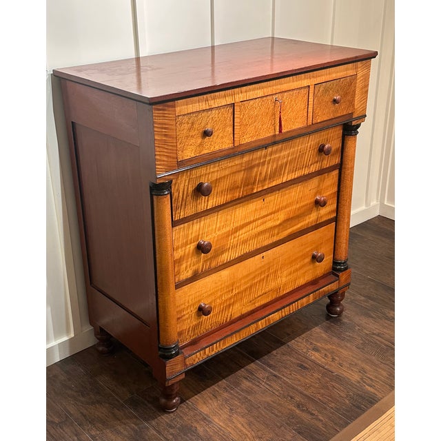 American Empire Curly and Bird’s Eye Maple Chest, Circa 1830. For Sale - Image 9 of 15
