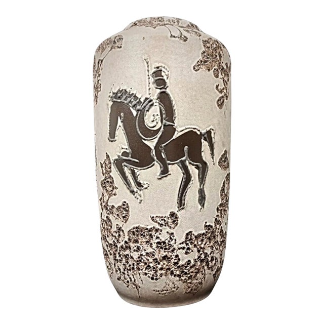 Vintage West Kéramik Grand Vase With Knight Decoration, West Germany For Sale