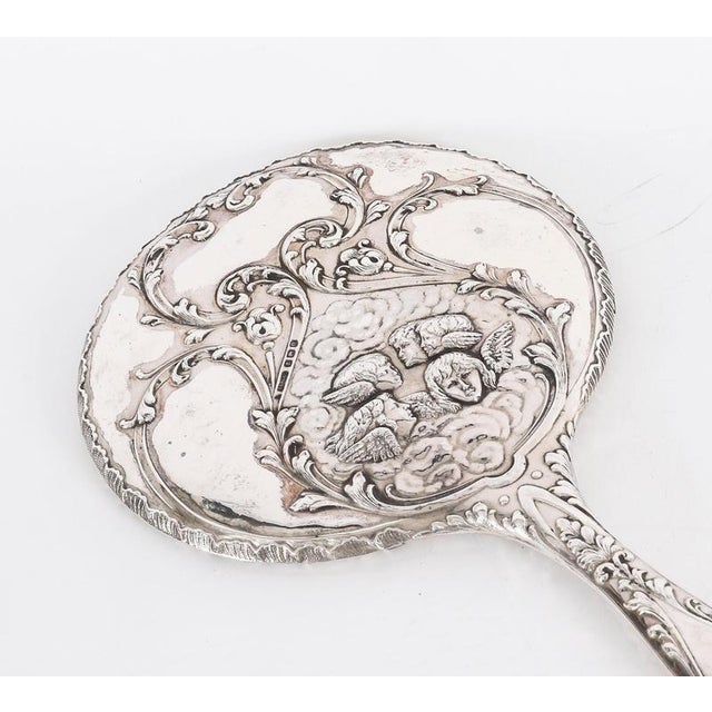 Antique Sterling Silver Cherubs Hand Mirror by S Blanckensee and Son Birmingham 1912, 1890s For Sale - Image 5 of 14