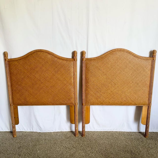 Add a breezy, coastal touch to any bedroom with this pair of vintage Boho Chic twin headboards. Crafted from finely woven...