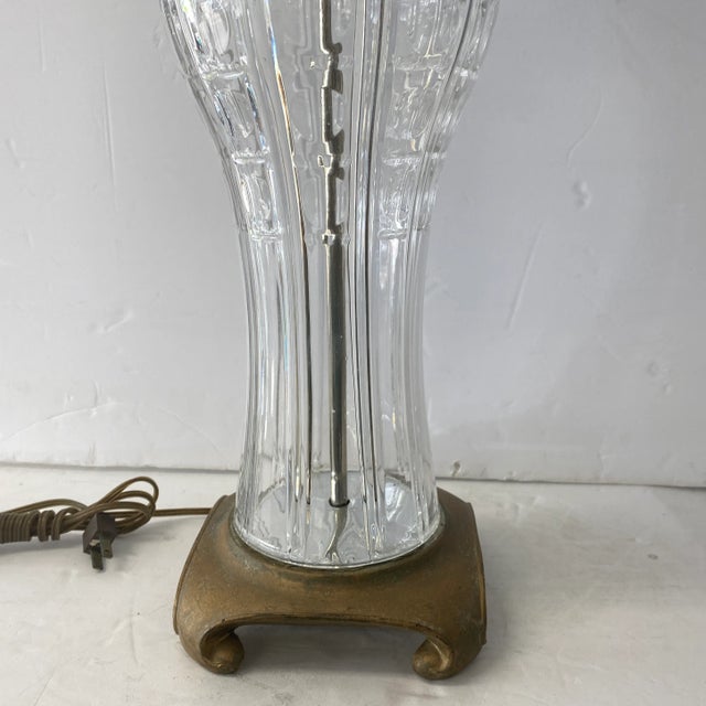 Metal 1980s Brass and Crystal Lamp by Safran and Glucksman For Sale - Image 7 of 11