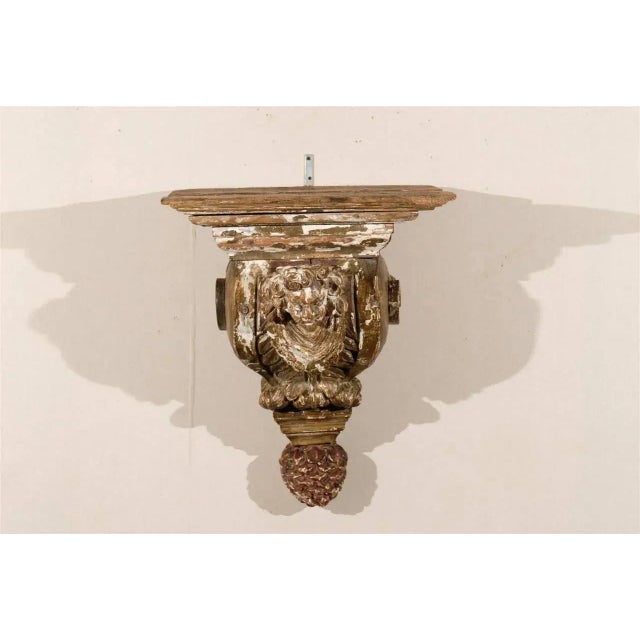 Italian 18th Century Italian Carved Wood Bracket With Angel For Sale - Image 3 of 10