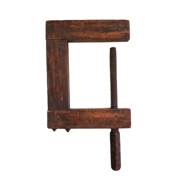 Large Antique Wooden Clamp For Sale