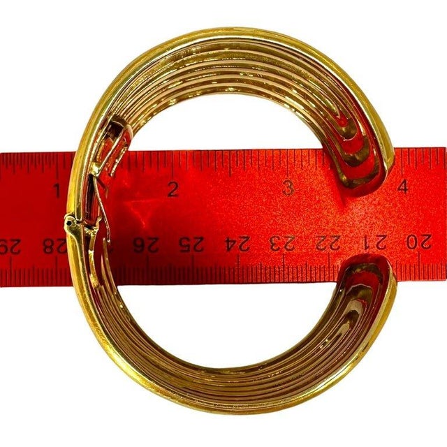 Mid 20th Century Split Front 18K Gold Vintage Tiffany and Co. Hinged Cuff Bracelet 1.75 Inches Wide For Sale - Image 12 of 12