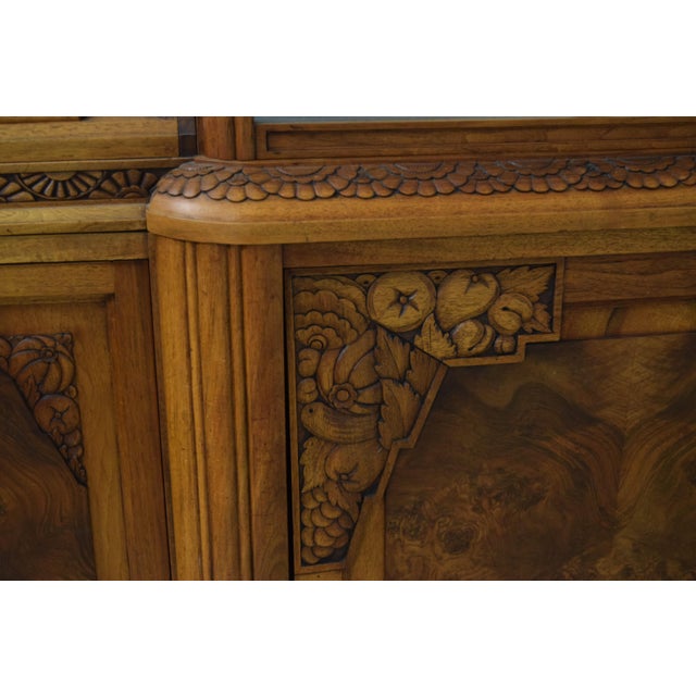 French Art Deco Walnut China Display Sideboard For Sale - Image 10 of 12