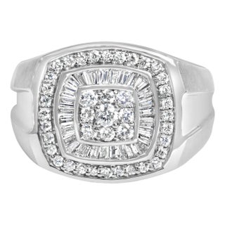 14K White Gold Men's Diamond Band Ring (1 cttw, H-I Color, SI1-SI2 Clarity) For Sale