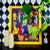 Large signed Haitian folk art painting depicting a lively market scene with groups of figures carrying baskets and...