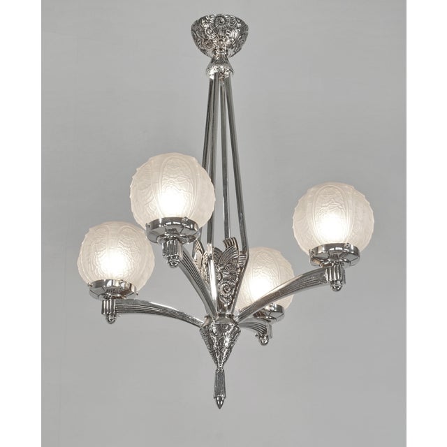 1930s French Art Deco Chandelier by Louis Vandamme - 1930s France For Sale - Image 5 of 13