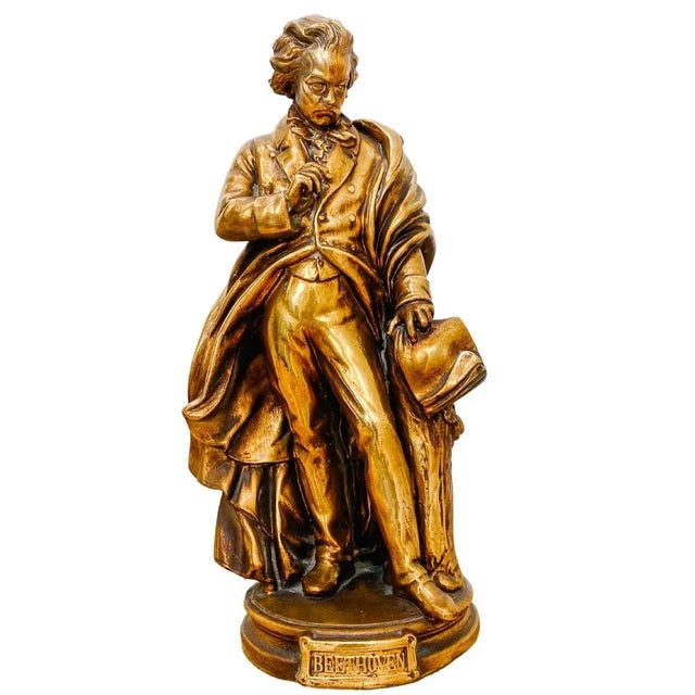 Baroque Gilt Plaster Beethoven Sculpture For Sale - Image 9 of 9