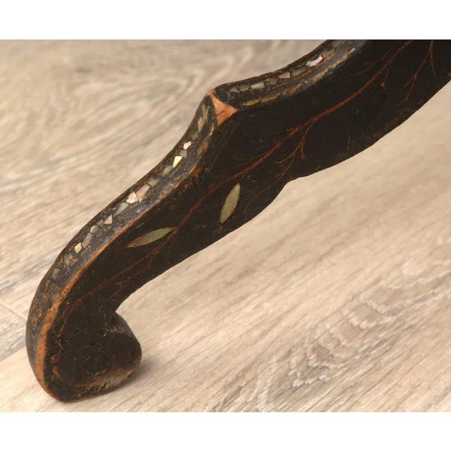 Antique 19th Century Victorian Hand Painted With Mother of Pearl Tilt-Top Side Table For Sale - Image 10 of 10