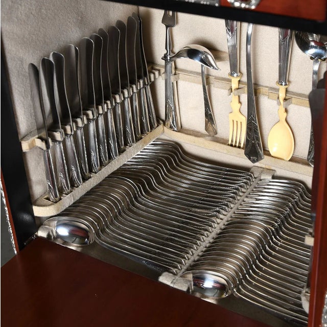 WMF 219 Silverplate 135-Piece Flatware Set With Original Cabinet – Mid-Century German Estate Service For Sale - Image 10 of 14