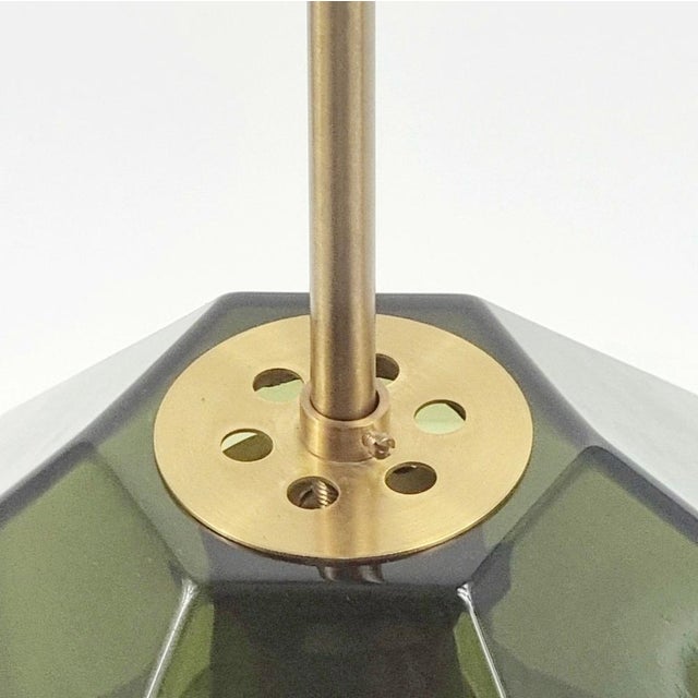 Mid-Century Modern Scandinavian Glass and Brass Ceiling Light attributed to Carl Fagerlund for Orrefors, Sweden, 1960s For Sale - Image 6 of 9
