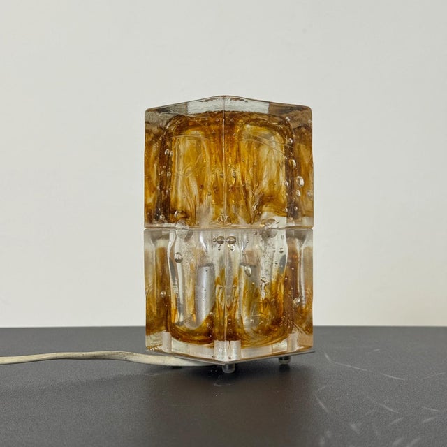 Amber Ice Glass Table Lamp by Albano Poli for Poliarte, 1970s For Sale - Image 6 of 9