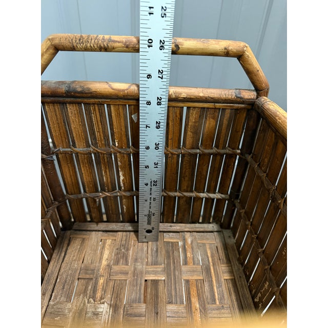 Vintage Bamboo Split Reed Plant Stand For Sale - Image 11 of 12