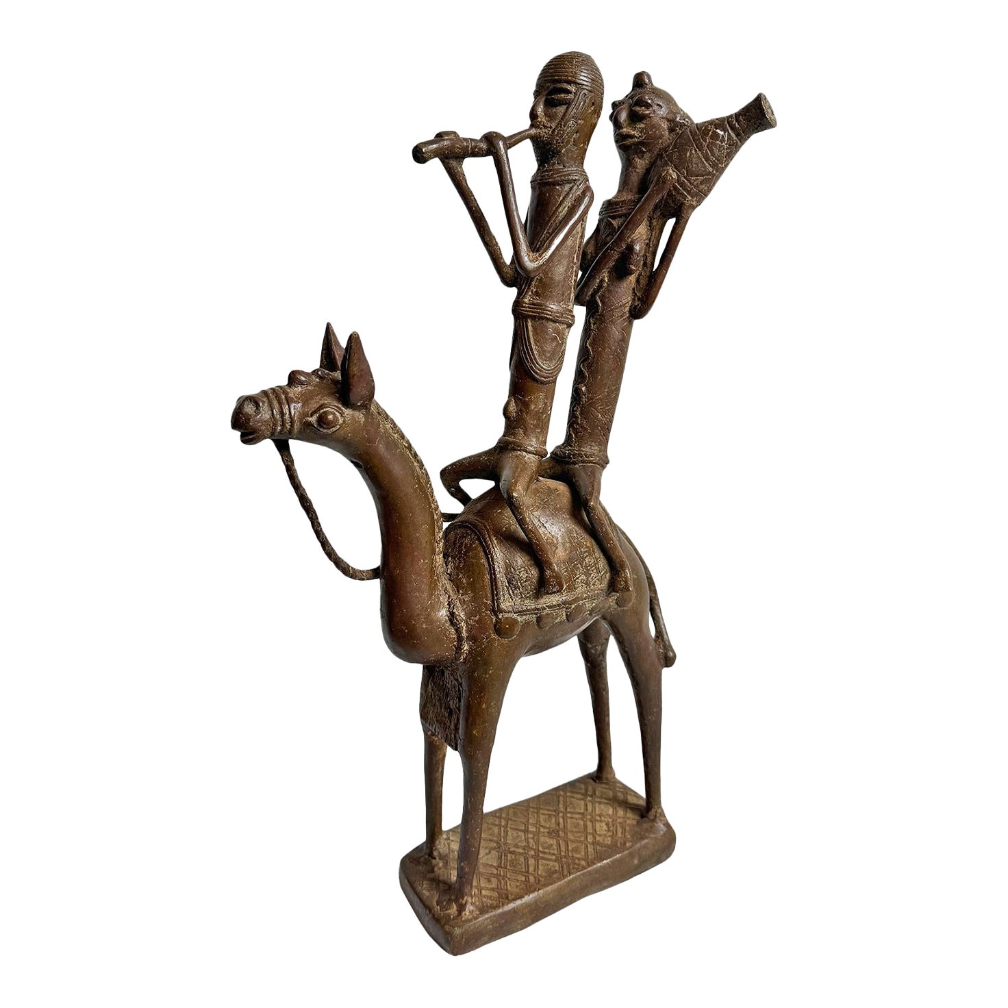 Old Vintage African Bronze Dogon Camel Rider Sculpture Mali | Chairish